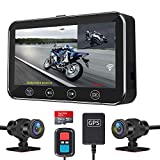 VSYSTO F4.5X Motorcycle Dashboard Camera Recorder 4.5'' LCD Waterproof with Front & Rear View Dual 1080P Sony Starvis 170 Angle Lens, Support TPMS Smart Gauge Voltmeter WiFi GPS(64GB Card Included)