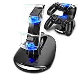 KONKY - PS4 Controller Charging Dock Stand, USB Dual Charger Station Accessory with LED Indicator for Playstation 4 / PS4 Slim Pro and PSVR Controller, Black