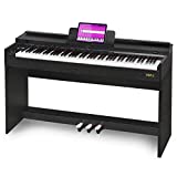 Digital Piano Beginner 88 Key Weighted Black Home Digital Piano Hammer Action Full Size Electric Piano for Beginner Professional with Furniture Stand, 3-Pedal, by Vangoa