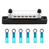 6 Terminal Bus Bar Kit - 150A Bus Bar Block with Cover & Heat Shrink Terminals; Ground Distribution, Power Distribution Terminal Block for Automotive and Marine