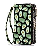 HAWEE Cellphone Wallet for Women Dual Zipper Long Purse with Removable Wristlet, Avocado