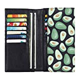HAWEE Floral Card Wallet for Women Trifold Credit Card Case Organizer with Coin Pocket Snap Closure 12 Cards 1 ID Window Gifts For Teen Girls, Avocado