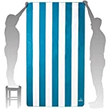 Wise Owl Outfitters Oversized Beach Towel - Extra Large, Quick Dry, Striped Microfiber Beach and Pool Swim Towels for Adults and Kids, Blue