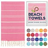 Pamuklu Turkish Bath Towels - Pure Cotton, Oversized Sand Proof Soft Beach Towel, Quick Dry Travel Blanket, Extra Large Body Wrap Towel Set, Body and Hand Towels for Bathroom (Pink Plain)