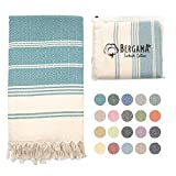 Turkish Beach Towel | 100% Cotton, Prewashed, 38 x 71 Inches | Quick Dry, Sand Free, Lightweight | Large Bath Towel for Beach, Pool, Bathroom, SPA, Gym, Picnic and Yoga Blanket (Aqua Blue)