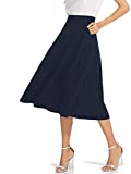 SheIn Women's Casual High Waist A Line Pleated Midi Skirt with Pockets Large Navy#