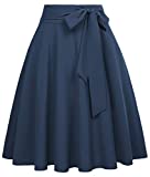 Belle Poque Flared Skirt Elegant Woman Skirts High Waist with Pocket Dark Blue Size XL