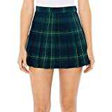 American Apparel Women's Plaid Tennis Skirt, Green Plaid, Small