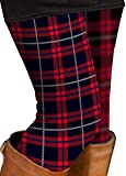 Uaderize Womens Ultra Soft Brushed Christmas Leggings Pants Red Plaid Patterned M