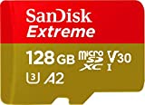 SanDisk 128GB Extreme microSDXC UHS-I Memory Card with Adapter - Up to 160MB/s, C10, U3, V30, 4K, A2, Micro SD - SDSQXA1-128G-GN6MA