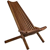 CleverMade Tamarack Folding Wooden Outdoor Chair - Foldable Low Profile Acacia Wood Lounge Chair for the Patio, Porch, Deck, Lawn, Garden or Home Furniture - Kentucky Stick Chairs - Cinnamon