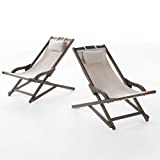 Christopher Knight Home Nikki Outdoor Wood and Canvas Sling Chairs, 2-Pcs Set, Beige