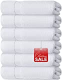 Luxury White Hand Towels - Soft Circlet Egyptian Cotton | Highly Absorbent Hotel spa Bathroom Towel Collection | 16x30 Inch | Set of 6