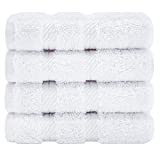 American Soft Linen Premium Turkish Genuine Cotton, Luxury Hotel Quality for Maximum Softness & Absorbency for Face, Hand, Kitchen & Cleaning (4-Piece Washcloth Set, Bright White)