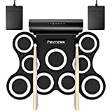 PAXCESS 9 Pads Electronic Drum Set, Electric Drum Set with Headphone Jack, Built in Speaker and Battery, Drum Stick, Foot Pedals, Best Gift for Christmas Holiday Birthday