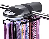 Primode Motorized Tie Rack Stores Up to 50 Ties Closet Organizer, Holds & Displays Up to 50 Ties Or Belts, Rotation Operates with Batteries. Great Gift Idea for Fathers Day