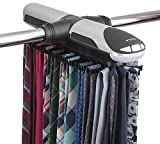 ClosetMate Motorized Tie Rack - Battery Operated Electric tierack - Built in LED Light Fits More than 70 Ties and Belts - Rotating Tie Racks has Added J hooks to work with wired shelving