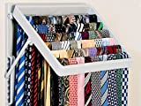 TieMaster Tie Scarf Wardrobe & Closet Organizer | Showcase up to 60 Ties | Includes 5 Belt Hooks | Space Saver with 8 Adjustable Positions