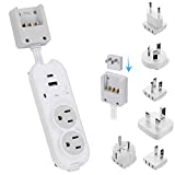 Ceptics Travel Power Strip W/ Adapter Plug Set - Equipped with USB, Type C for iPhone, Chargers, Cell Phones, Laptop - Plugs for Europe, Asia, China, USA, Africa, South America PS-2U