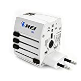 OREI World Travel Adapter Plug International All in One Power with Dual USB - For Europe, South America, Asia, Africa and More - Over 150 Countries