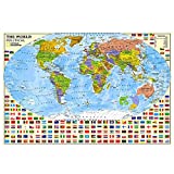 PAYOHTO Political World Map Jigsaw Puzzle 1000 Pieces for Adults Kids or Teens with 197 Countries International World Flags Puzzle Educational Toy