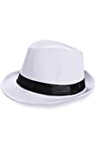 BABEYOND 1920s Panama Fedora Hat Cap for Men Gatsby Hat for Men 1920s Mens Gatsby Costume Accessories (White, Polyester)