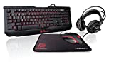 Thermaltake Tt eSPORTS Knucker 4-in-1 3 Color Membrane Keyboard & 2400 DPI Avago 5050 Optical Gaming Mouse & Headset & Mouse Pad Combo Kit KB-GCK-PLBLUS-01