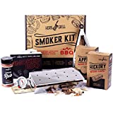 Herb & Grill 8 Piece BBQ Cooking Gift Set for Dad | Smoking Wood Chip Smoker Box with Honey BBQ Rub | Fun & Easy