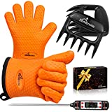 HOMENOTE Grilling Accessories, Meat Claws, Large Barbecue Gloves and BBQ Thermometer 3 in 1 Grill Tools Set- Grilling Utensils for Man, Fathers Day, Christmas