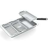 Yukon Glory Grill-to-Table Basket Set, Includes 3 Grilling Baskets, Serving Tray and Clip-on Handle, Grilling Accessories for All Grills & Smokers - Grilling Gifts for Men