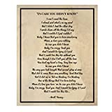 Brett Young-"In Case You Didn't Know"-Song Lyric Wall Art- 11 x 14" Country Music Poster Print-Ready to Frame. Home-Office-Studio-Bar-Cave-Farmhouse Decor. Perfect Valentines-Anniversary Gifts!