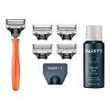 Harry's Razors for Men - Men's Razor Set with 5 Razor Blade Refills, Travel Blade Cover, 2 oz Shave Gel (Bright Orange)