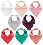 Meerdif Baby Bandana Drool Bibs for Baby Girls, 8 Pack Solid Colors Set for Teething and Drooling
