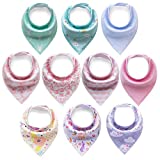 Cherub Baby Bandana Drool Bibs 10 Pack, Absorbent Bandana Bib for Drooling and Teething, Soft Organic Cotton Baby Bibs for Girls