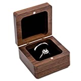 MUUJEE Wood Ring Box for 2 Ring (Jewelry Gift Box, Wedding Ceremony Ring Bearer Box)