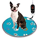 Furrybaby Pet Heating Pad, Waterproof Dog Heating Pad Mat for Cat with 5 Level Timer and Temperature, Pet Heated Warming Pad with Durable Anti-Bite Tube Indoor for Puppies Dogs Cats (Green Paw, 20")