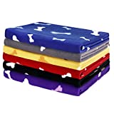 6 Pack Pet Blanket Soft Fleece Dog Cat Blanket, Fluffy Warm Sleep Bed Cover with Dog Bones Print for Kitten Puppy, Pet Kennels, Beds, Car Seats and Crate (Medium)