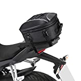 kemimoto Motorcycle Tail Bag, Dual Use Motorcycle Rear Seat Bag with Waterproof Rain Cover, 30L Expandable Motorbike Helmet Bag Luggage Storage Backpack with 6 straps