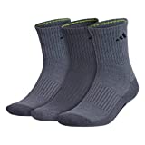 adidas Men's Cushioned X 3 Mid-Crew Socks (3-Pair), Onix Grey/Grey/Solar Slime, Large