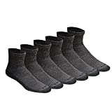 Dickies Men's Dri-tech Moisture Control Quarter Socks Multipack, Charcoal (6 Pairs), Shoe Size: 6-12