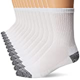 Gildan mens Polyester Half Cushion Mid-crew Socks, 12-pack Socks, White, Sock size 10-13, Shoe size 6-12
