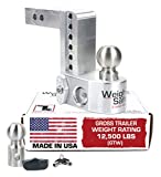 Weigh Safe WS6-2-BA 6" Drop Hitch, 2" Receiver 12,500 LBS GTW - Adjustable Aluminum Trailer Hitch Ball Mount w/Built-in Scale 2 Stainless Steel Tow Balls, Keyed Lock, Lifetime Gauge Warranty