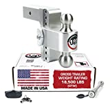 Weigh Safe 180 Hitch LTB6-2.5-KA 6" Drop Hitch, 2.5" Receiver 18,500 LBS GTW - Adjustable Aluminum Trailer Hitch Ball Mount & Stainless Steel Combo Ball, Keyed Alike Key Lock and Hitch Pin