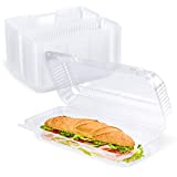 [25 Pack] Clear Hinged Plastic Containers - 12x5x3” Single Compartment Clamshell Food Containers for Cake Roll, Cookie, Sandwich, and Baked Goods - Disposable Plastic Togo Boxes with Lids for Bakery