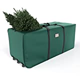 Christmas Tree Storage Bag-Fits Up to 9Ft Artificial Christmas Tree, Waterproof Heavy-Duty 600D Oxford Cloth Christmas Tree Storage Box 9FT with Handles, Rolling Wheels, Dual Zippers, Christmas Tree Store Container 9FT (Dark Green)