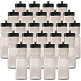 Sports Squeeze Water Bottle Bulk Pack - 24 Bottles - 22 oz. BPA Free Easy Open Push/Pull Cap - Made in USA (Clear)