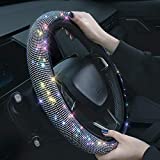Shering Bling Rhinestones Steering Wheel Cover with Crystal Diamond Sparkling Car SUV Breathable Anti-Slip Steering Wheel Protector for Women ,Party,Birthday Gift（(Fit 14.2"-15.3" Inch)）