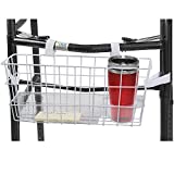HealthSmart Walker Storage Basket with Cup Holder and Insert Tray, FSA Eligible, No Tools Needed, Universal Fit, White, 16 x 5.5 x 7, Walker Accessories Basket