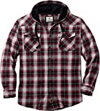 Legendary Whitetails Men's Standard Backwoods Hooded Flannel Shirt, Deep Red Plaid, X-Large