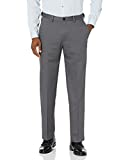 Haggar Men's Classic Fit Flat-Front Hidden Expandable Waistband Premium No Iron Khaki, 44W x 30L - Dark Grey